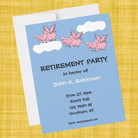 Pigs Fly Funny Retraite Party Invitation