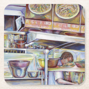 Pigtail Soup, Singapore Vierkante Kartonnen Onderzetter