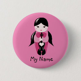 Pigtails en Button met roze Violin Doll
