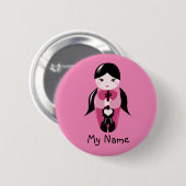 Pigtails en Button met roze Violin Doll (Voorkant /achterkant)