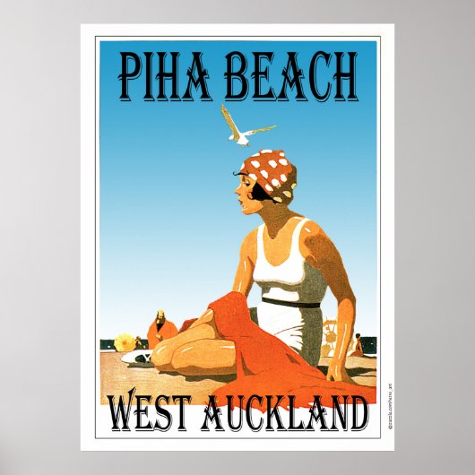 Piha Beach West Auckland Beach Poster (Voorkant)