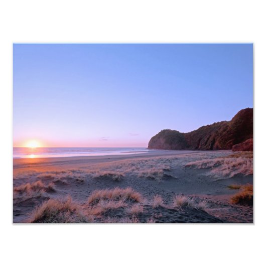 Piha Dunes Sunset NZ Foto Afdruk (Voorkant)