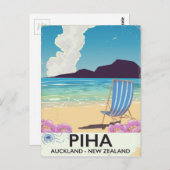 Piha New Zealand vintage-poster Briefkaart (Voorkant / Achterkant)