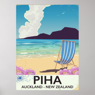 Piha New Zealand vintage-poster Poster