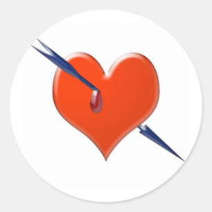 Pijl door het hart ronde sticker