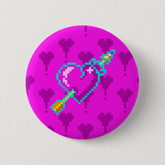 Pijl door het neon hart - pixel art Button