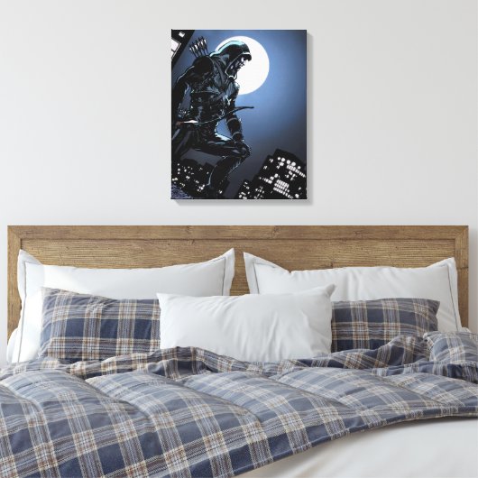 Pijl | Groene Pijl in Moonlight Canvas Afdruk (Insitu (Slaapkamer))