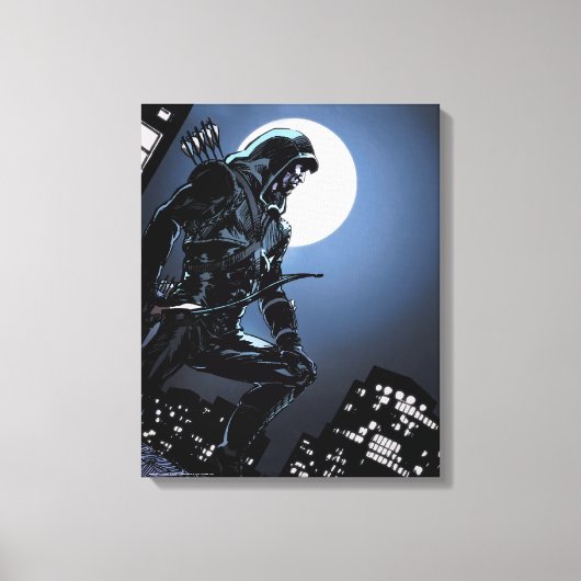 Pijl | Groene Pijl in Moonlight Canvas Afdruk (Voorkant)