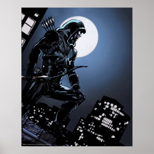 Pijl | Groene Pijl in Moonlight Poster (Voorkant)