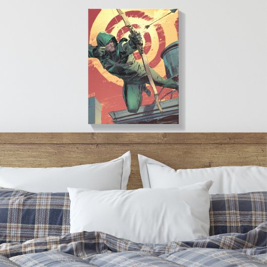 Pijl | Groene pijlschijven van daktop Canvas Afdruk (Insitu (Slaapkamer))