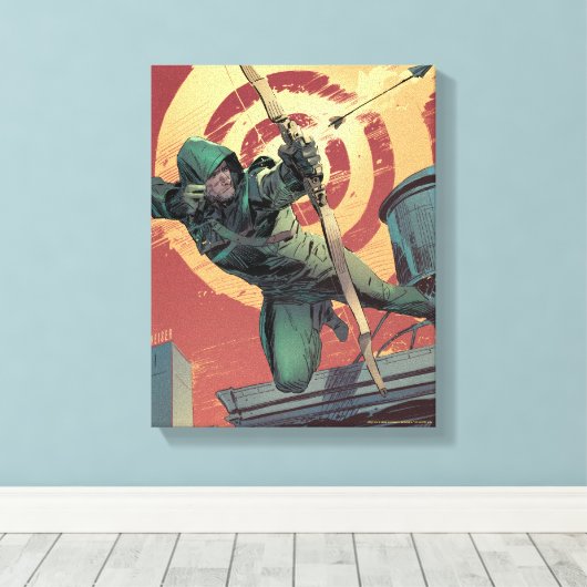 Pijl | Groene pijlschijven van daktop Canvas Afdruk (Insitu (Houten vloer))