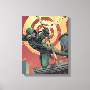Pijl Groene pijlschijven van daktop Canvas Afdruk