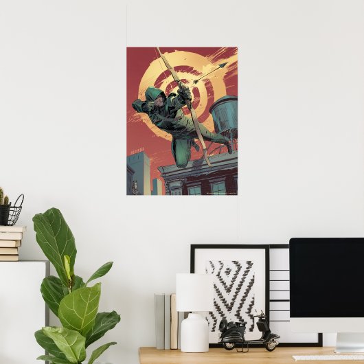 Pijl | Groene pijlschijven van daktop Poster (Thuiskantoor)