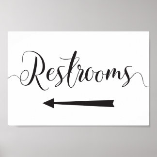 Pijl-links voor het ondertekenen van Restrooms Wed Poster
