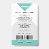 Pijl Medische Staf ID + Barcode Verticaal Badge (Achterkant)