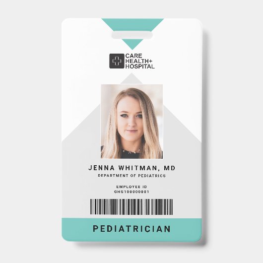 Pijl Medische Staf ID + Barcode Verticaal Badge (Voorzijde)