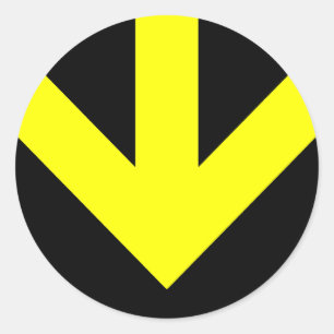 pijl omlaag. kleur aanpasbaar. ronde sticker