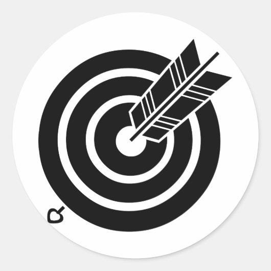 Pijl raakt een rond doel ronde sticker (Voorkant)