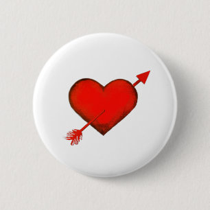 Pijl-rood van Cupid op witte Button
