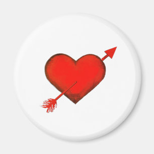 Pijl-rood van Cupid op witte Button Magnet Magneet
