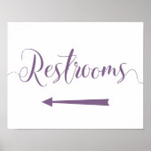 Pijl-teken Paarse Restrooms - Pijl-links Poster (Voorkant)