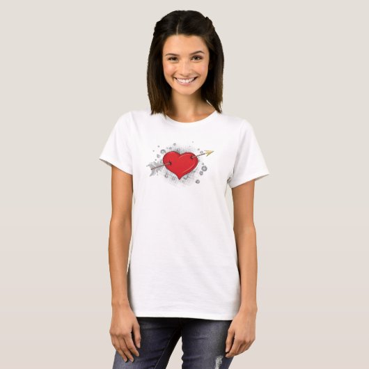 Pijlen door het hart T-shirt is liefde (Voorkant volledig)