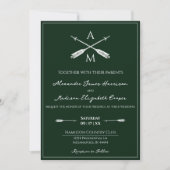 Pijlen en Monogrammen bruiloft | Emerald Green Kaart (Voorkant)