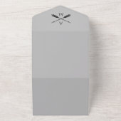 Pijlen en Monogrammen bruiloft | Grijs All In One Uitnodiging (Buitenkant)