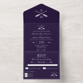 Pijlen en Monogrammen bruiloft | PAARS All In One Uitnodiging (Binnen)