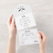 Pijlen en Monogrammen Trouwen | Wit All In One Uitnodiging (Afscheurbaar)