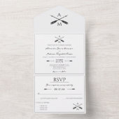 Pijlen en Monogrammen Trouwen | Wit All In One Uitnodiging (Binnen)