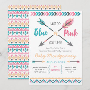 Pijlen Gender Reveal Party Invitation Feathers Bei Kaart