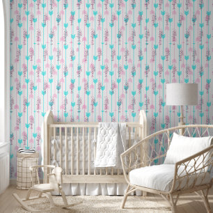 Pijlen in turquoise en roze, gepersonaliseerd behang