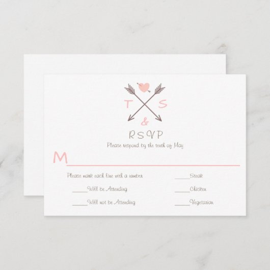 Pijlen Roze hart - RSVP & keuzevrijheid (Voorkant / Achterkant)