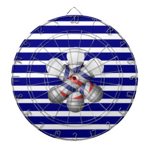 Pijlenbord Blauw & Wit Gestreepte Kapper Paal Kapp Dartbord