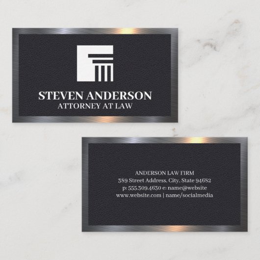 Pijlerlogo | Leerstructuur | Metalen Afwerking Visitekaartje (Voorkant / Achterkant)