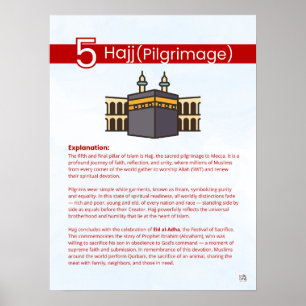 Pijlers van de Islam - Hajj (Bedevaart) Rood Poster