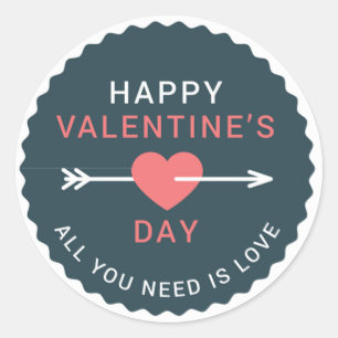 Pijlhart Happy Valentijnsdag ID1086 Ronde Sticker