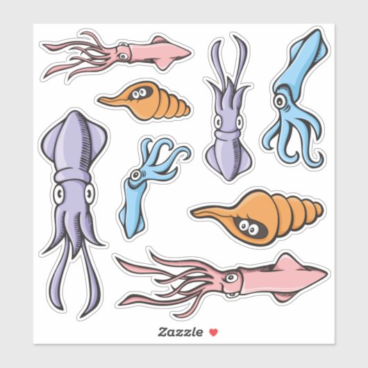Pijlinktvis Cartoons Sticker Set (Vel)