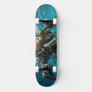 Pijlinktvis met steampunk pantser skateboard