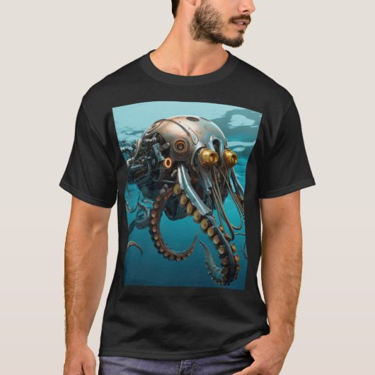 Pijlinktvis met steampunk pantser t-shirt (Voorkant)
