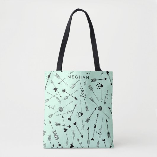 Pijlpatroon met liefdesscript | Monogram Tas (Voorkant)