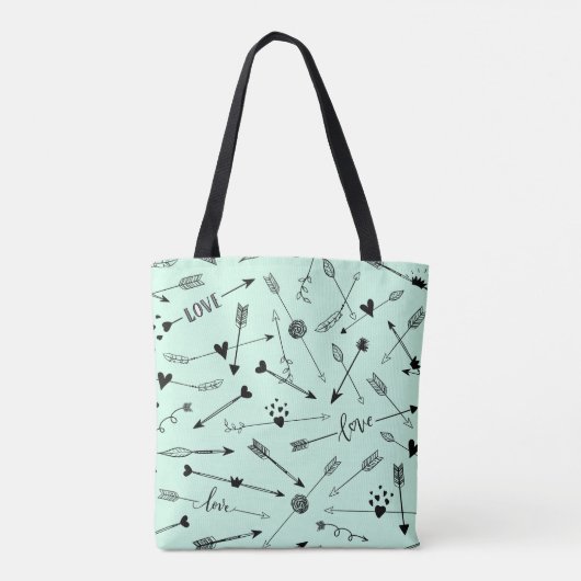 Pijlpatroon met liefdesscript | Monogram Tas (Achterkant)