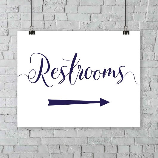 Pijlrichting van Navy Restrooms Pijl-rechts tekene Poster