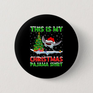 Pijlrog Vis Kerstboom Lichtjes Dit Is Mijn Kerstmi Ronde Button 5,7 Cm