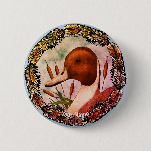 Pijlstaart eend  ronde button 5,7 cm (Voorkant)