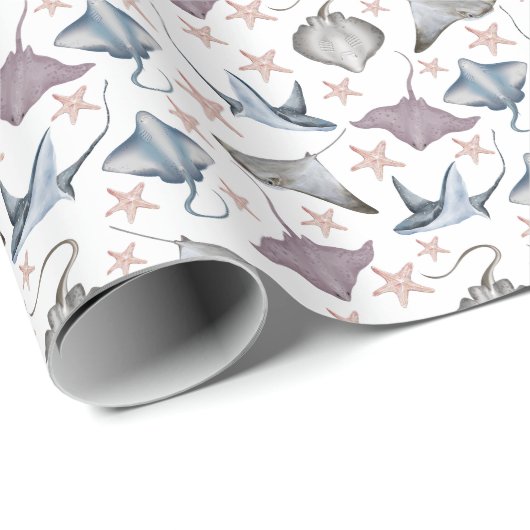 pijlstaartroggen en zeesterren inpakpapier (Rol Hoek)