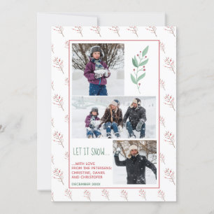 Pijn groene roze bessen familie foto vakantie feestdagenkaart