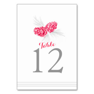 Pijn-kegel-rood-witte-trouwtafel-nummer Kaart