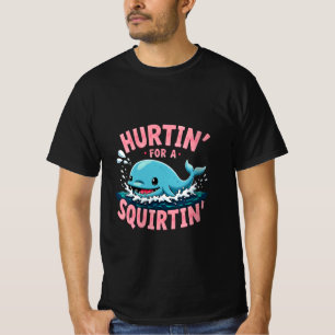 Pijn lijden voor een spuitende grappige blauwe wal t-shirt